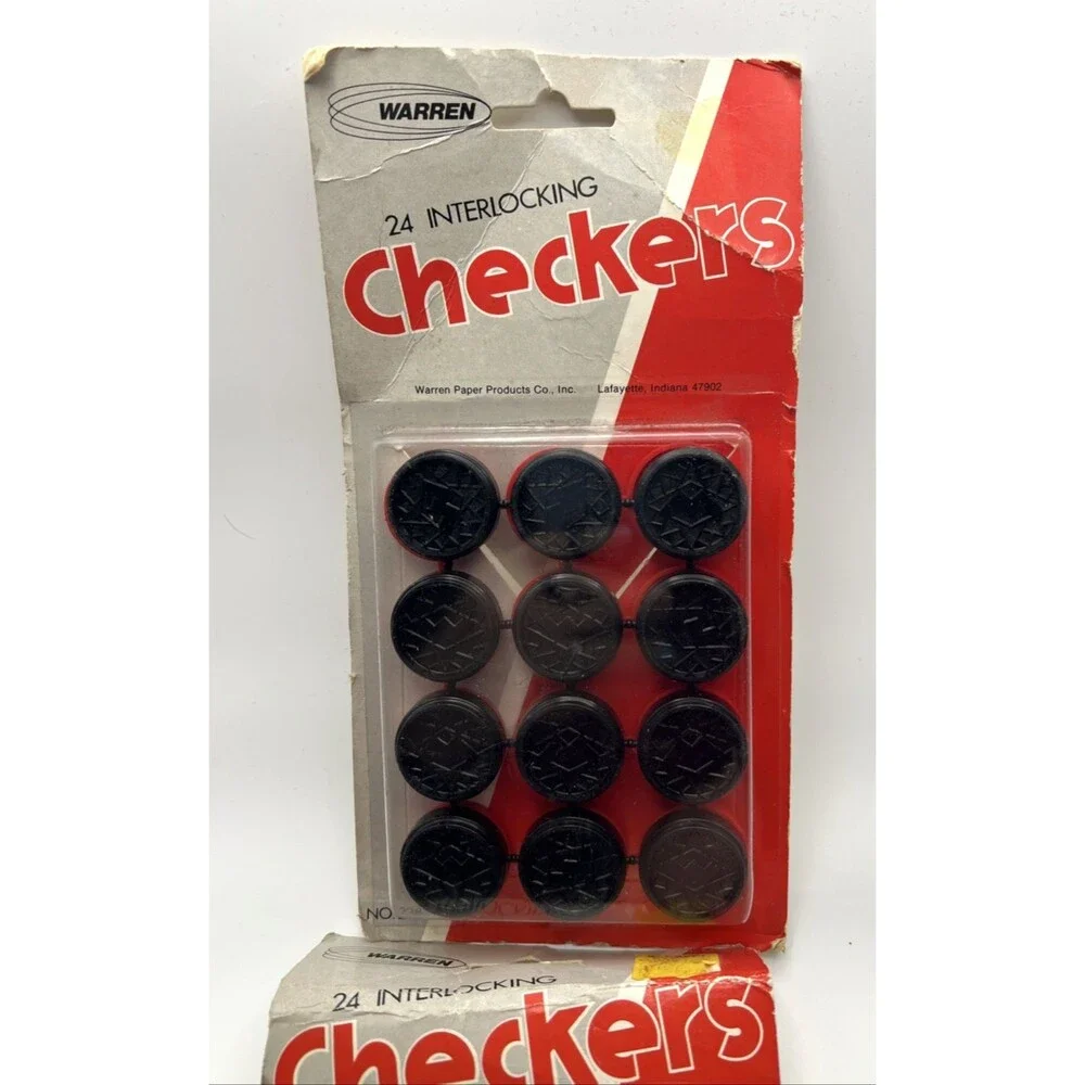 2-Vintage Warren  Set of 24 Interlocking Checkers Brand New in Package, No 238